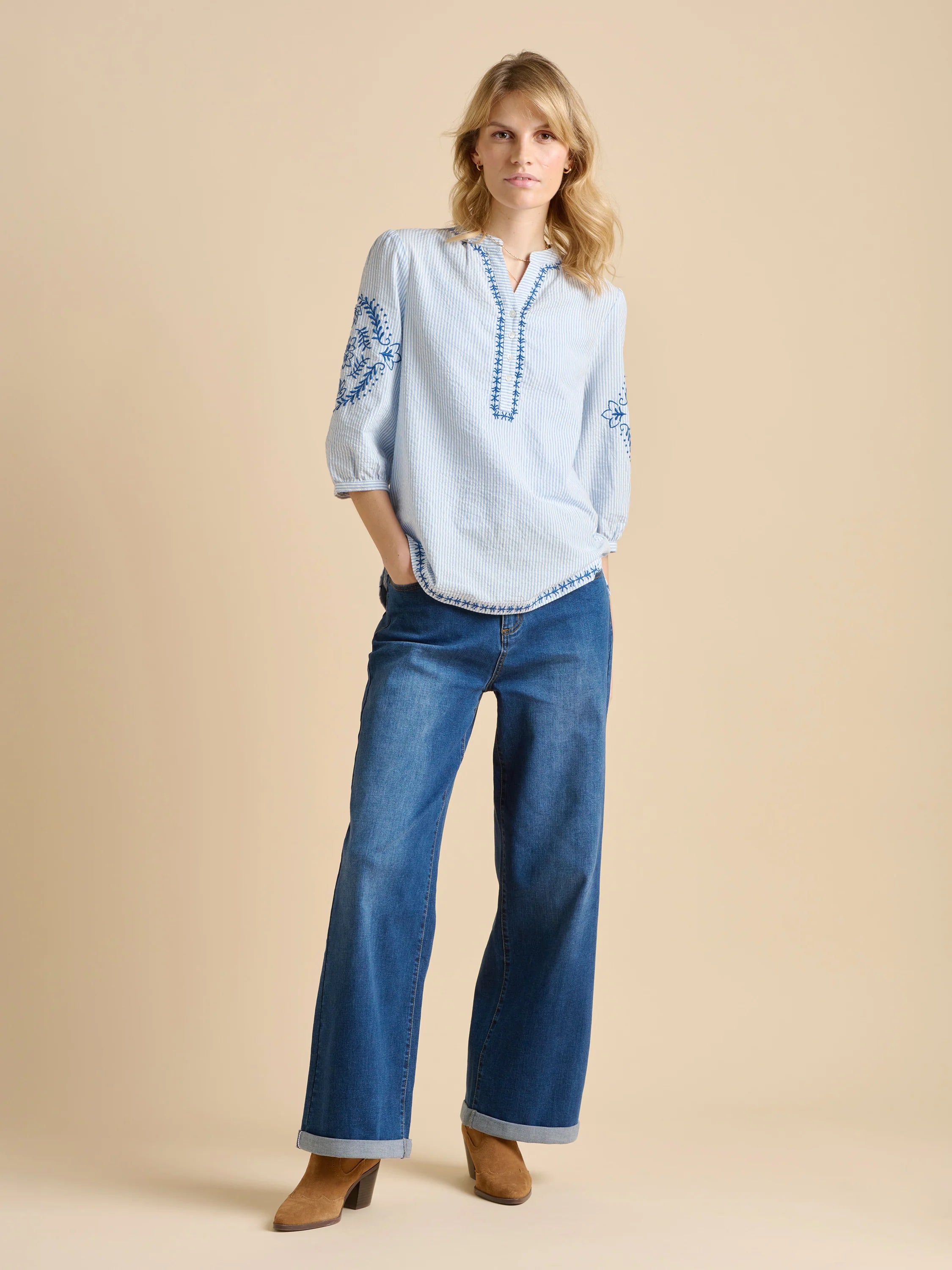 Brakeburn Fossil Stripe Blouse