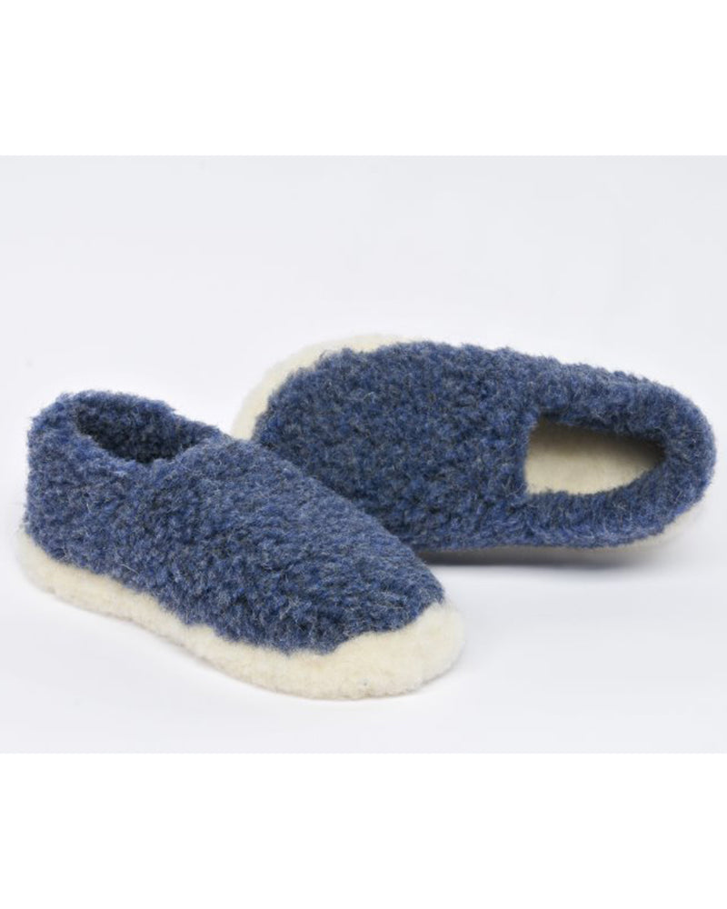 Sheep By the Sea| 100% Merino Wool Slippers - Dark Blue