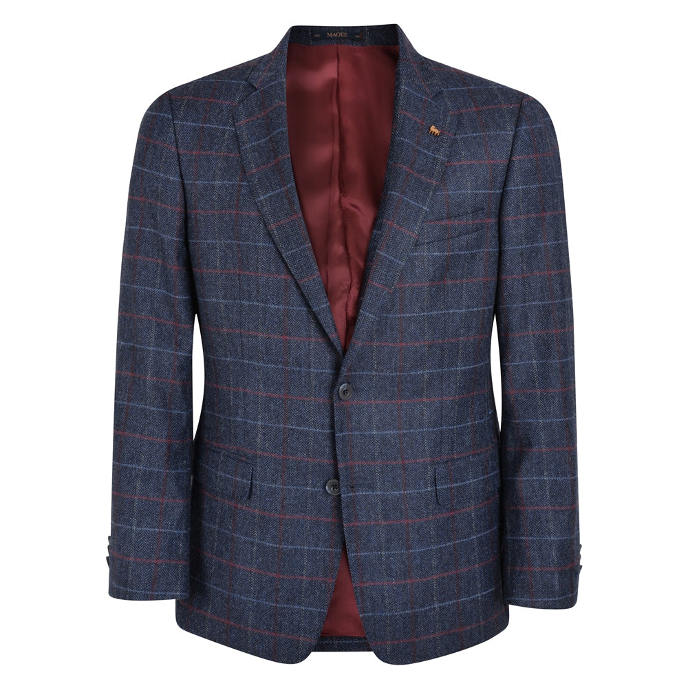 Magee | Donegal Tweed Classic Fit Blazer-Blue Check