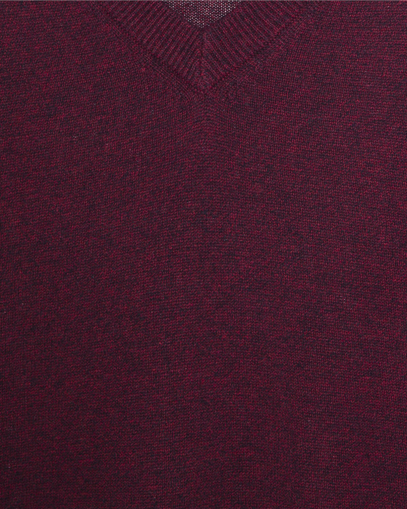 Magee | Carn Cotton V Neck Jumper-Burgundy