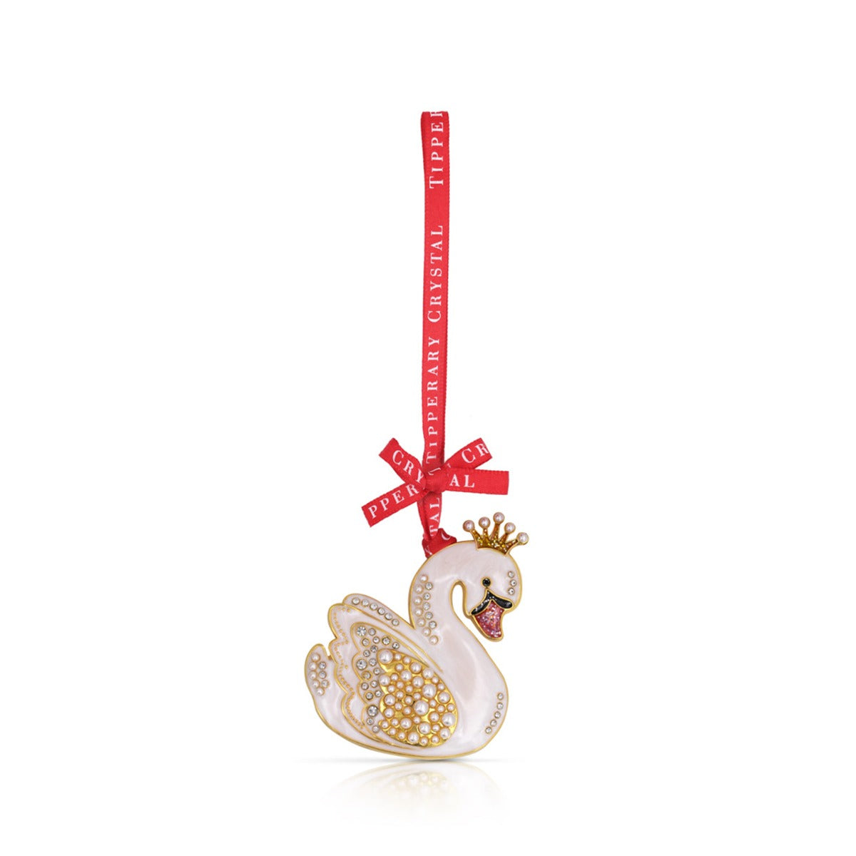 Tipperary Crystal | Pearl Swan Christmas Decoration
