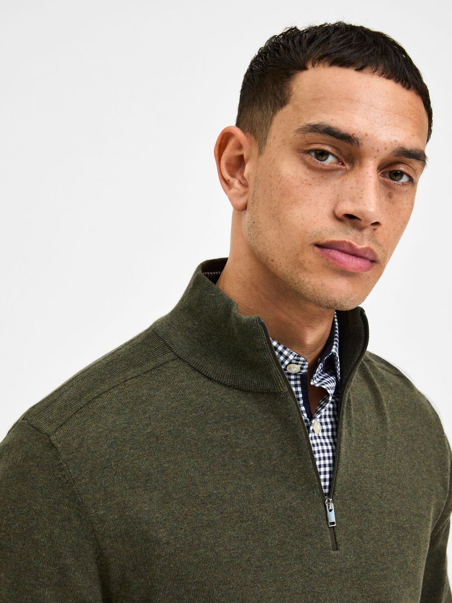 Selected Homme | Half Zip Cardigan - Forest Night