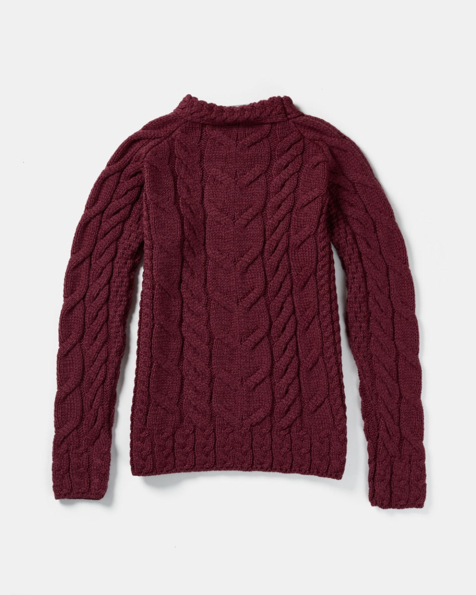 Aran Woollen Mills -Super Soft Cable Knit Raglan Sweater |Merino Wool | Jam | B951