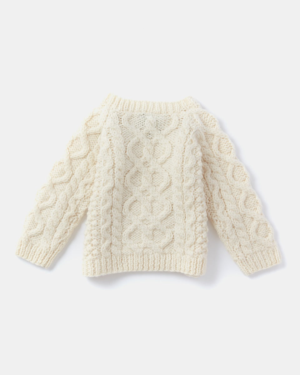 Aran Woollen Mills | Baby's Handknit Side Fastening Sweater | R403- Natural