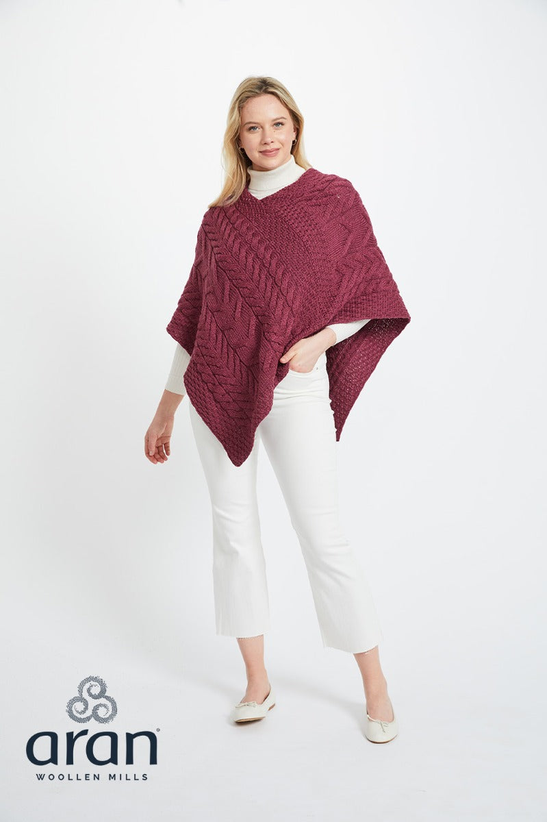 Aran Woollen Mills | Merino Wool Triangular Poncho B676  Jam