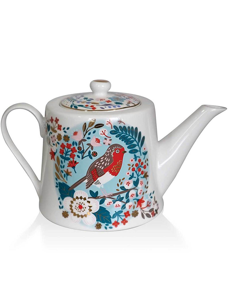 Tipperary Crystal | Birdy Robin and Blue Tit Tea Pot