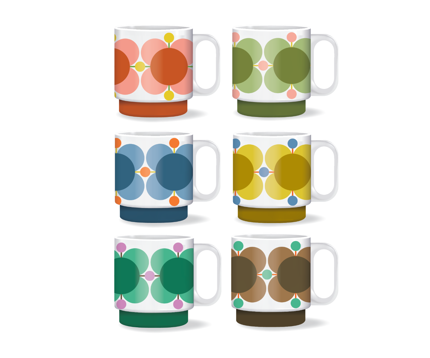 Orla Kiely | Automatic Flower Stacking Mugs Set Of Six