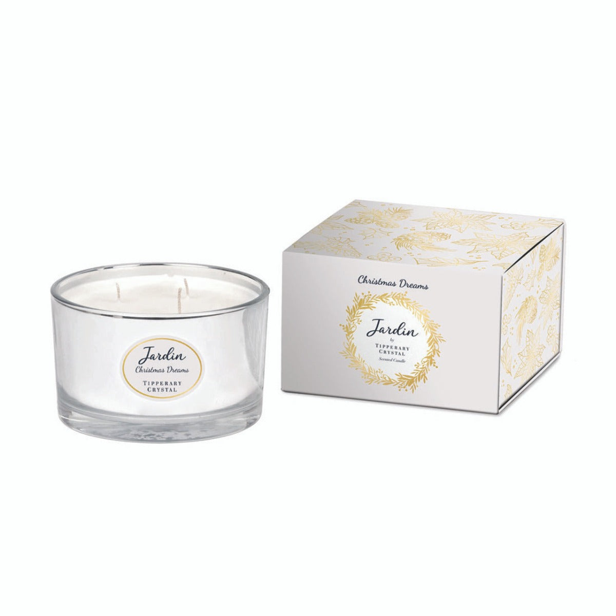 Tipperary Crystal | Jardin Collection 3 Wick Candle - Christmas Dreams