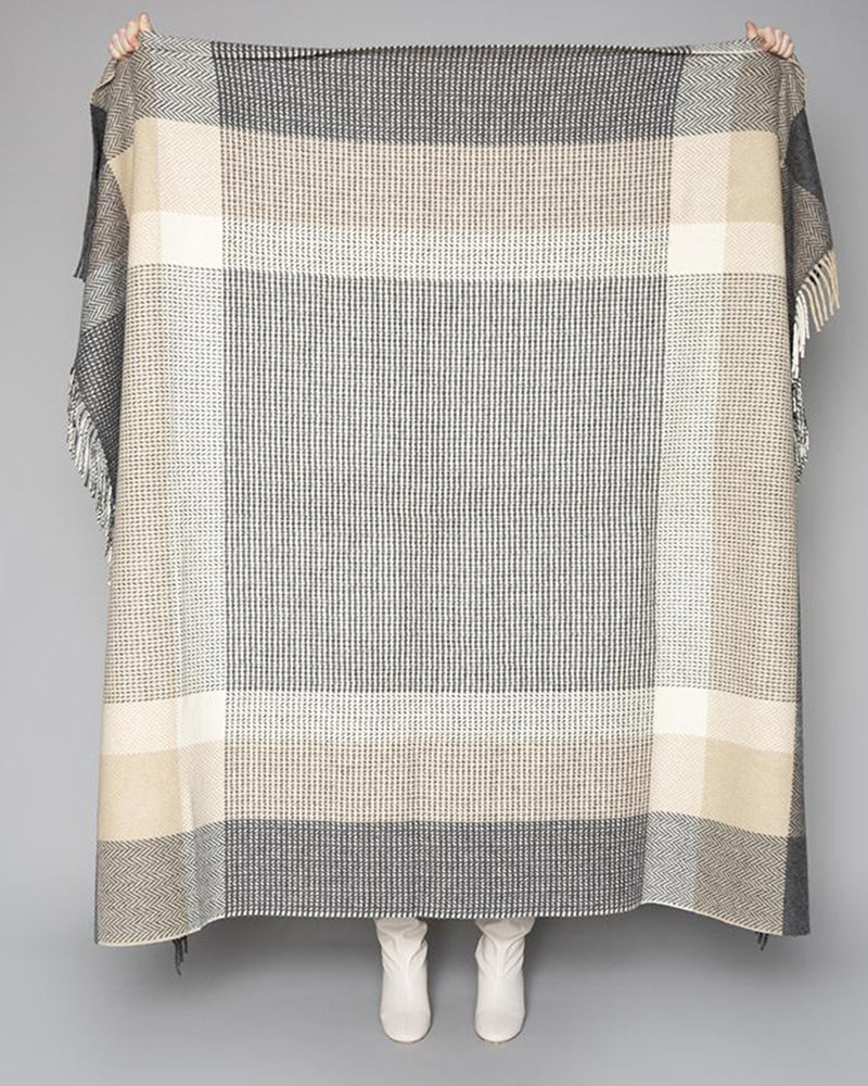 Foxford Woollen Mills | The Downpatrick Throw- Grey and Natural