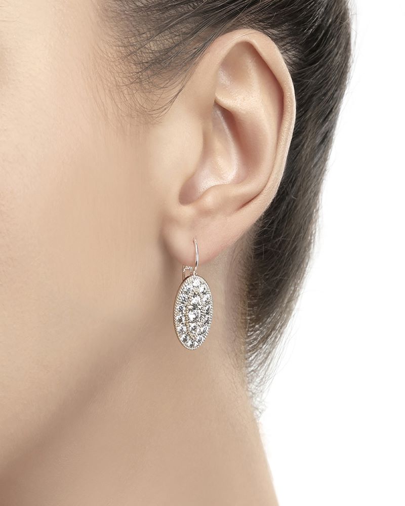 Newbridge Silverware |Oval Earrings with Clear Stones