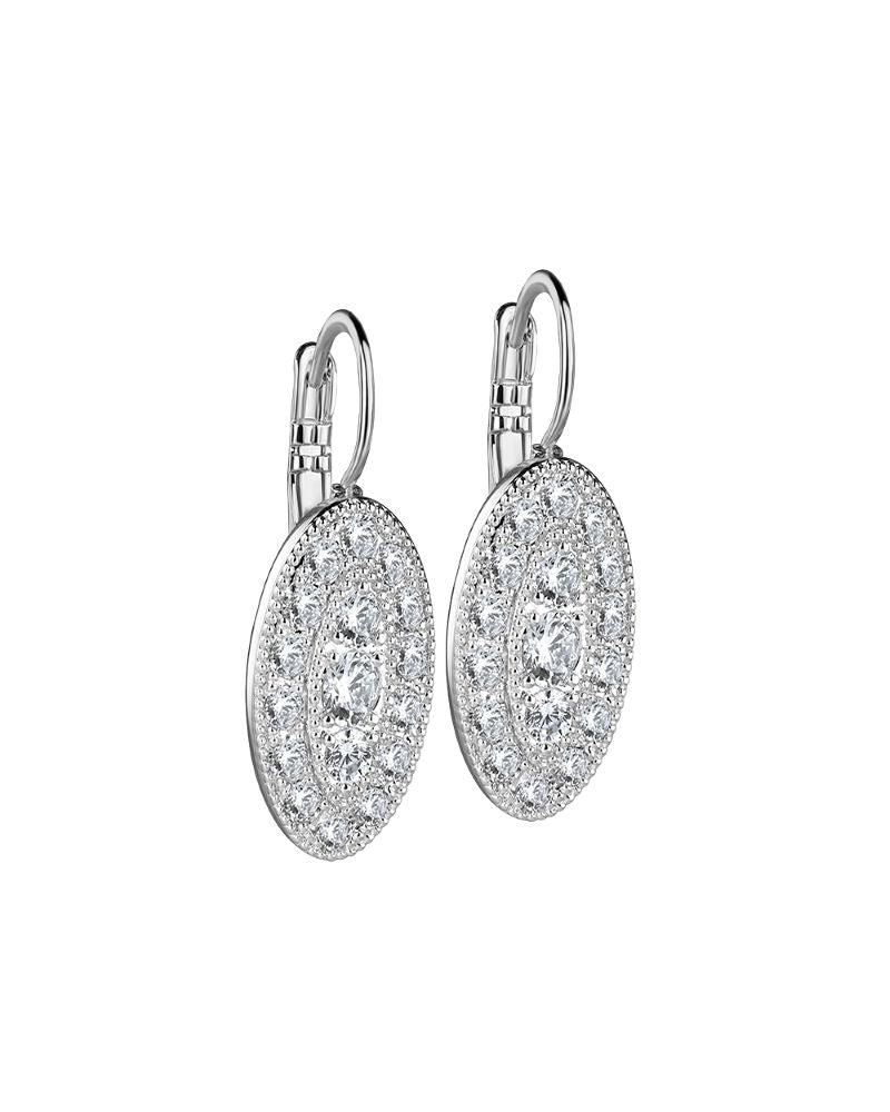 Newbridge Silverware |Oval Earrings with Clear Stones