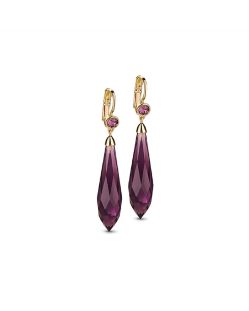 Newbridge Silverware | Gold Plated  Drop Earrings - Purple