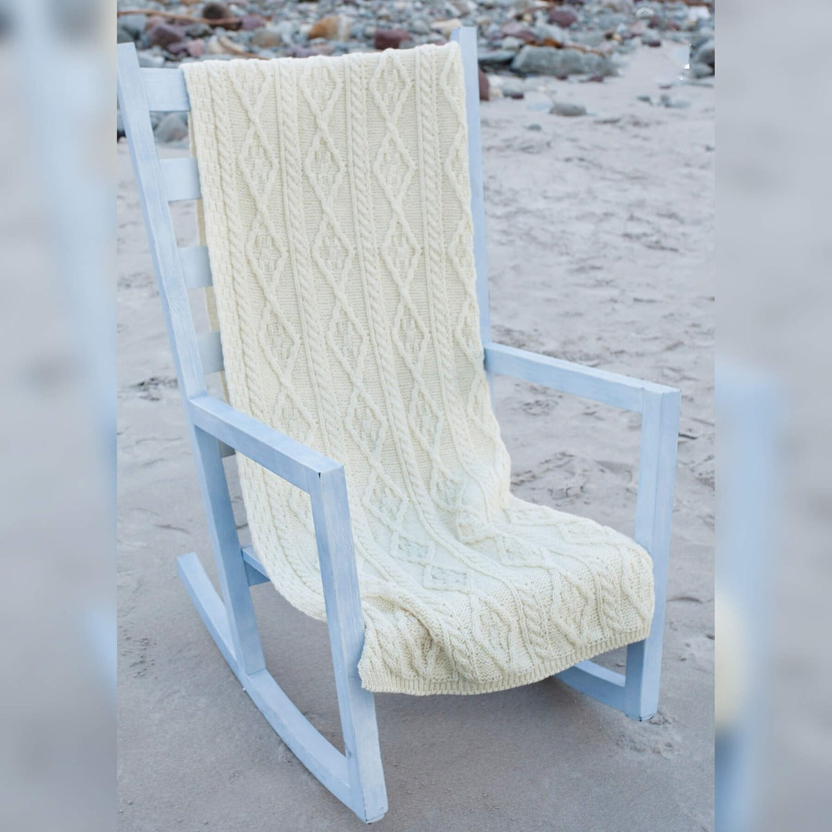 Plaited Aran Throw , Natural