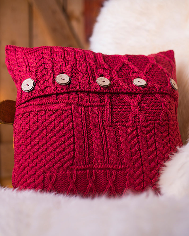 Aran Woollen Mills | Aran Knit Cushion Cover A520- Chili Red