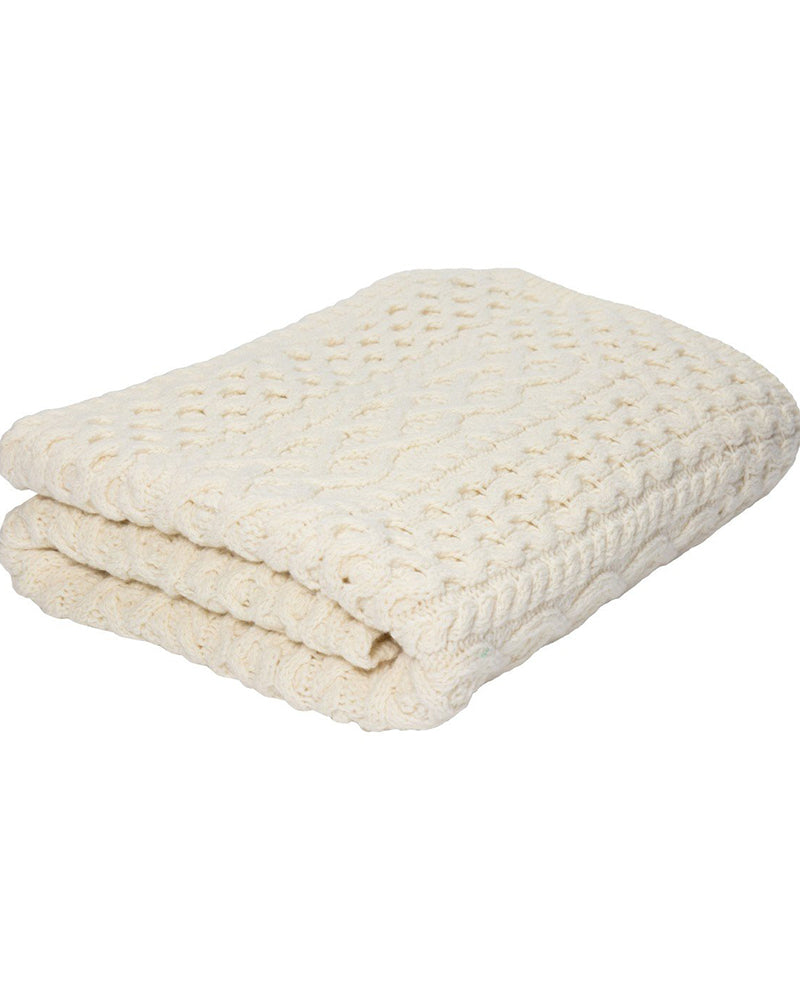 Ireland's Eye | Luxe Aran Wool and Cashmere Throw- Luxe White