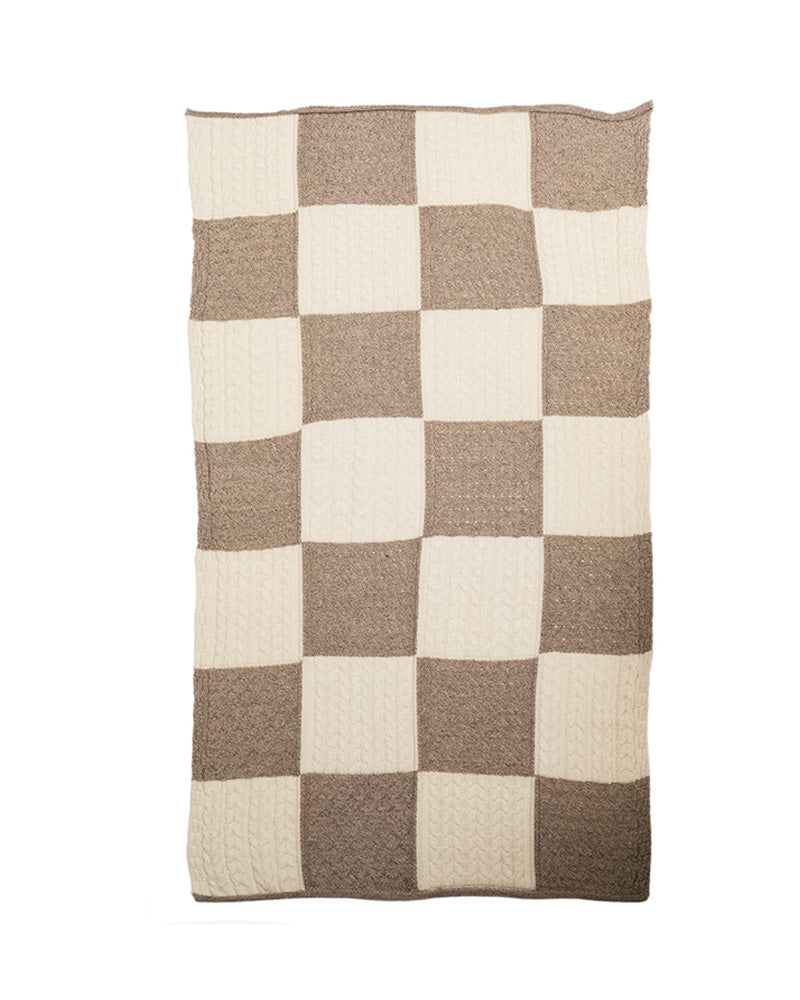 Aran Woollen Mills | Patchwork Blanket | Natural/Oat - A935