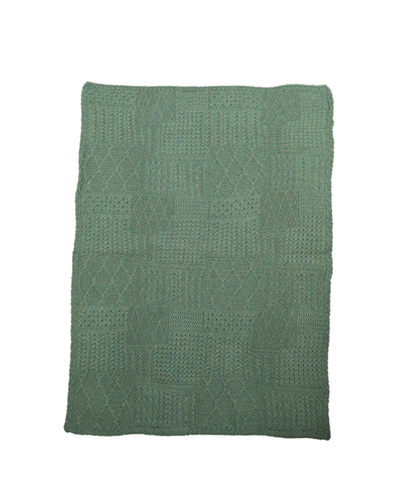 Patchwork Aran Blanket , Green