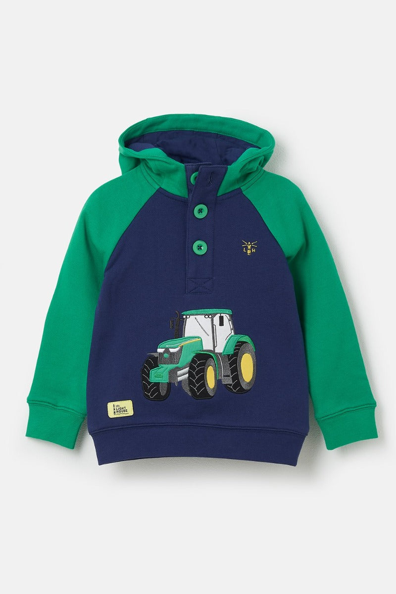Lighthouse | Jack Tractor Print Hoodie - Green
