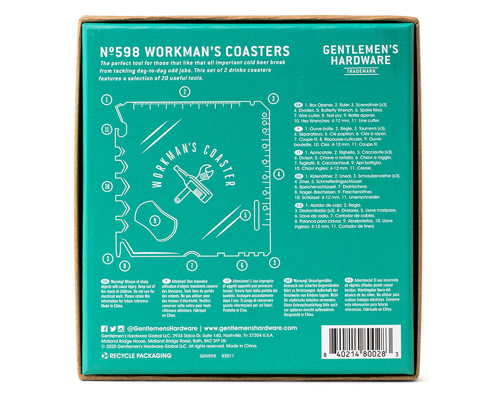 Gentlemen's Hardware | Workmans Coaster Multi-Tool - Set of 2