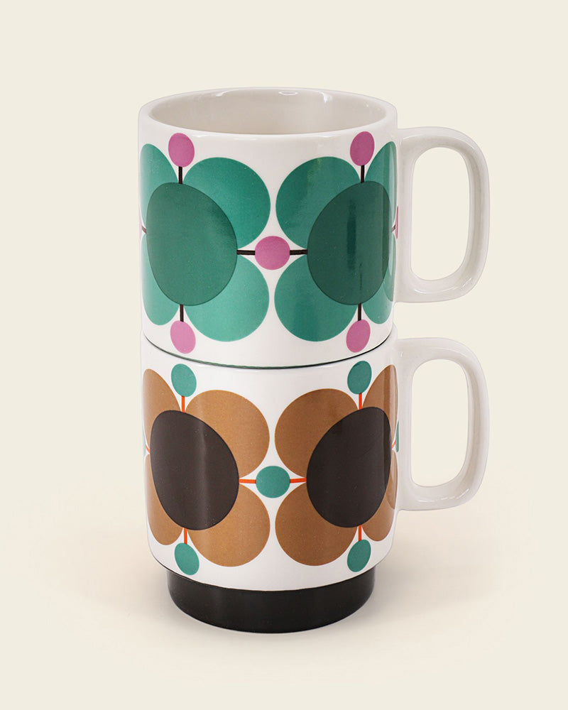 Orla Kiely | Jewel Latte Stacking Mugs Set Of Two