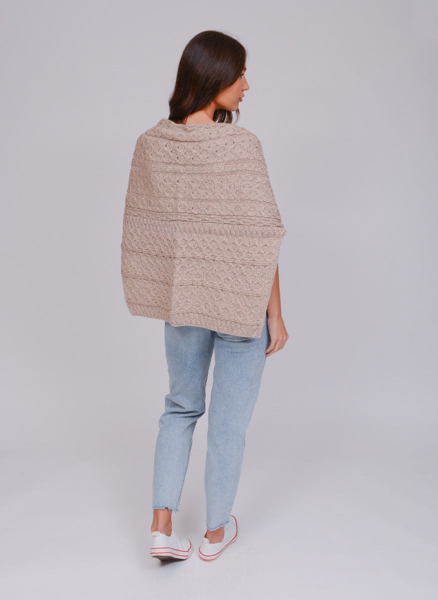 Aran Woollen Mills |Wrap with pockets | Beige| A351