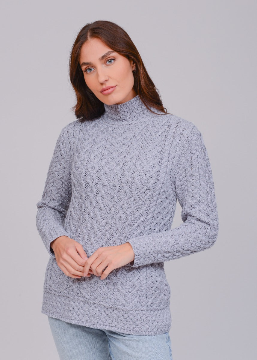 West End Knitwear |  Supersoft High Neck Sweater | Soft Grey | C4767