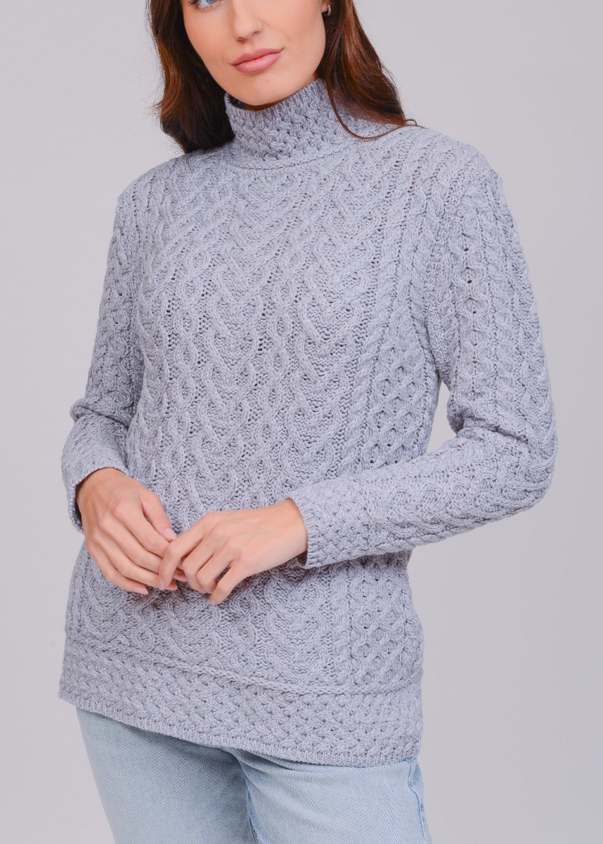 West End Knitwear |  Supersoft High Neck Sweater | Soft Grey | C4767