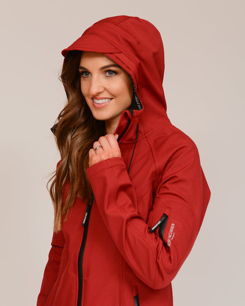 Ilse Jacobsen | Softshell Long Raincoat Rain37 -Rhubarb Red