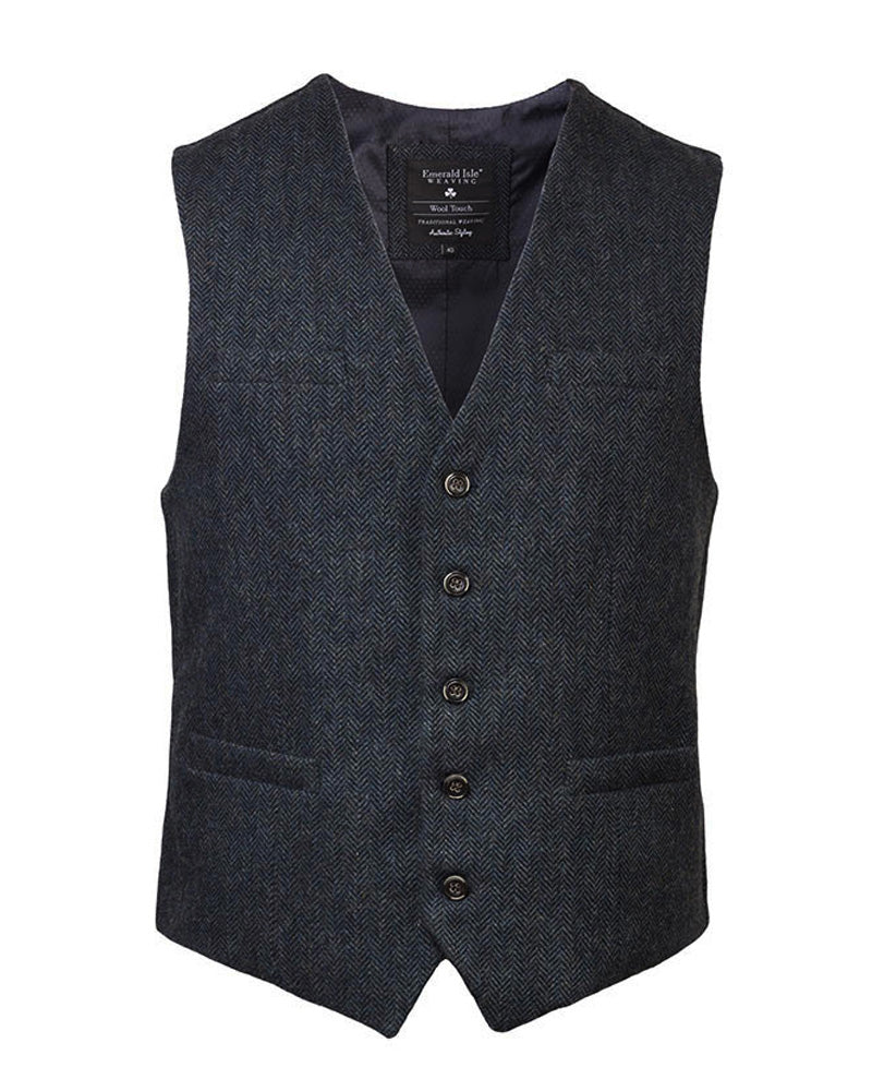 Emerald Isle Weavers Men s Navy Tweed Waistcoat