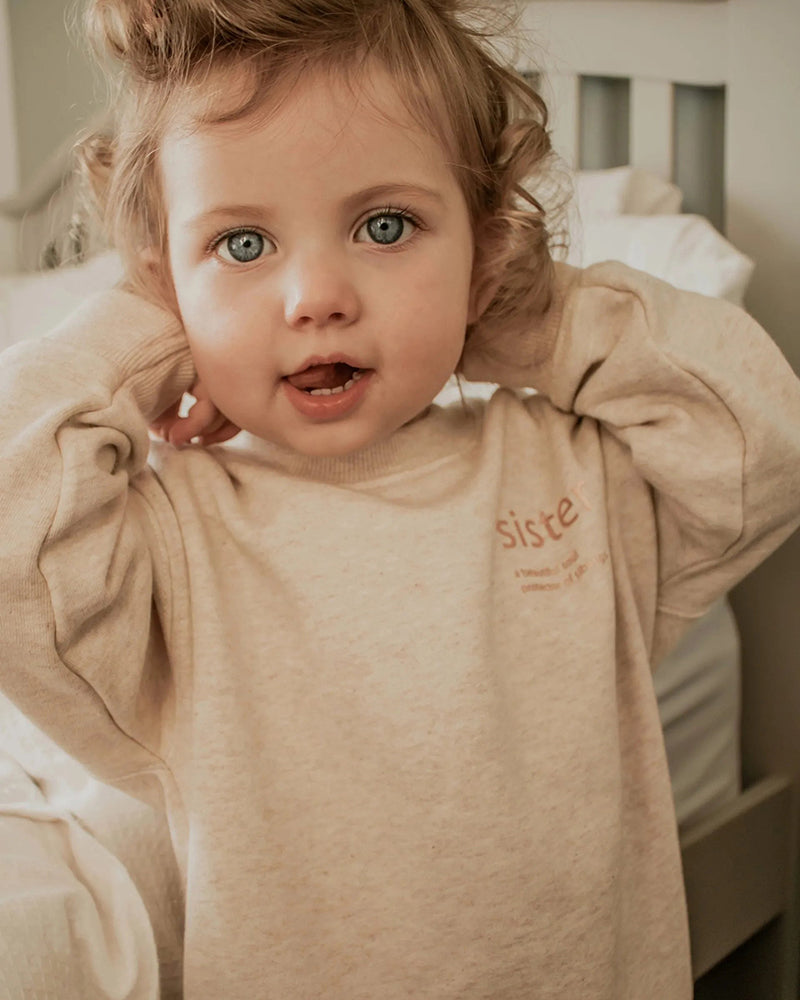 Lil And Izzy | Sister Crew Sweater -Oatmeal