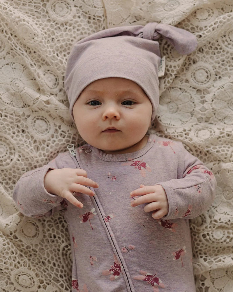 Lil and Izzy | Organic Cotton Knotted Hat -Mauve Marl