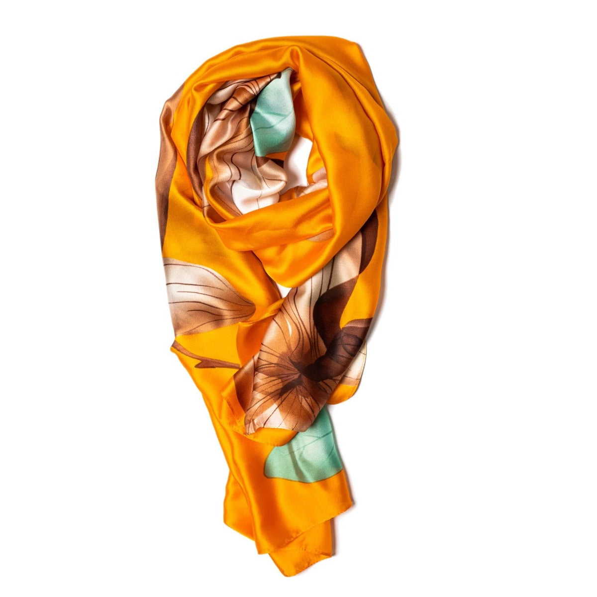 Galway Crystal | Bright Orange And Lotus Flower Polyester Scarf