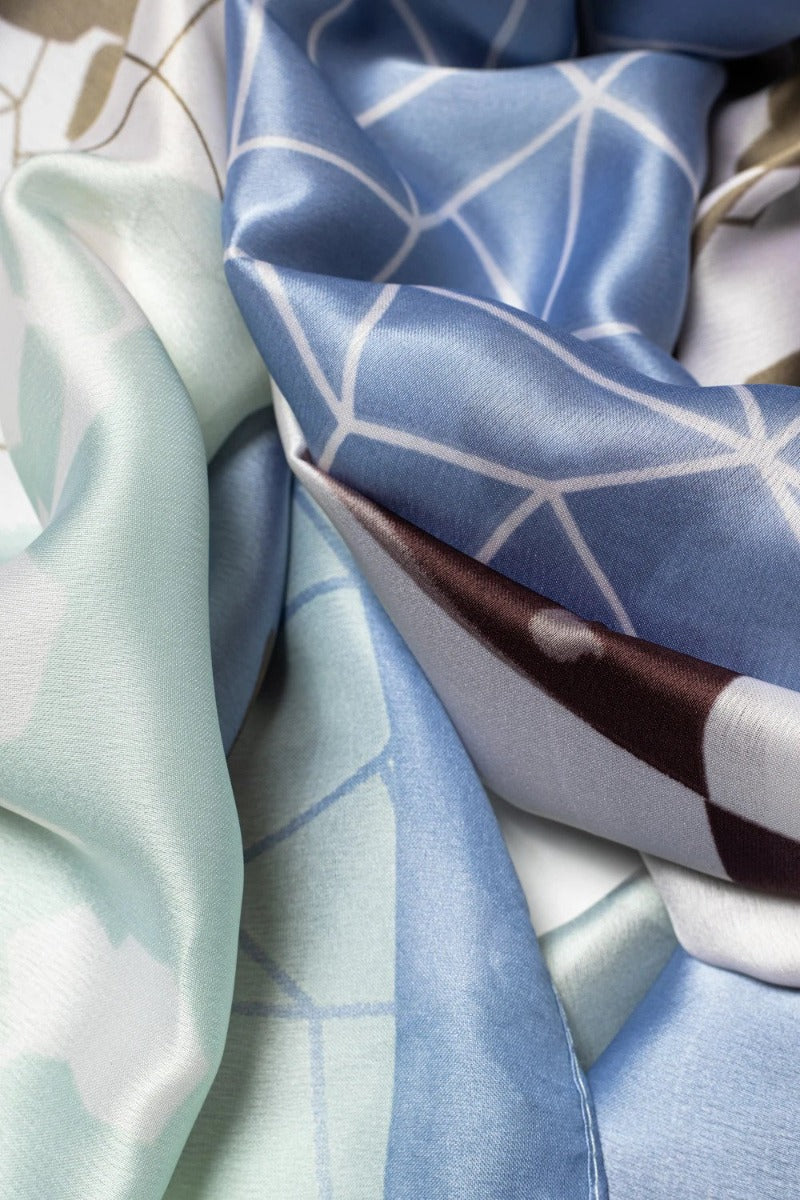 Galway Crystal | Sky Blue Abstract Polyester Scarf