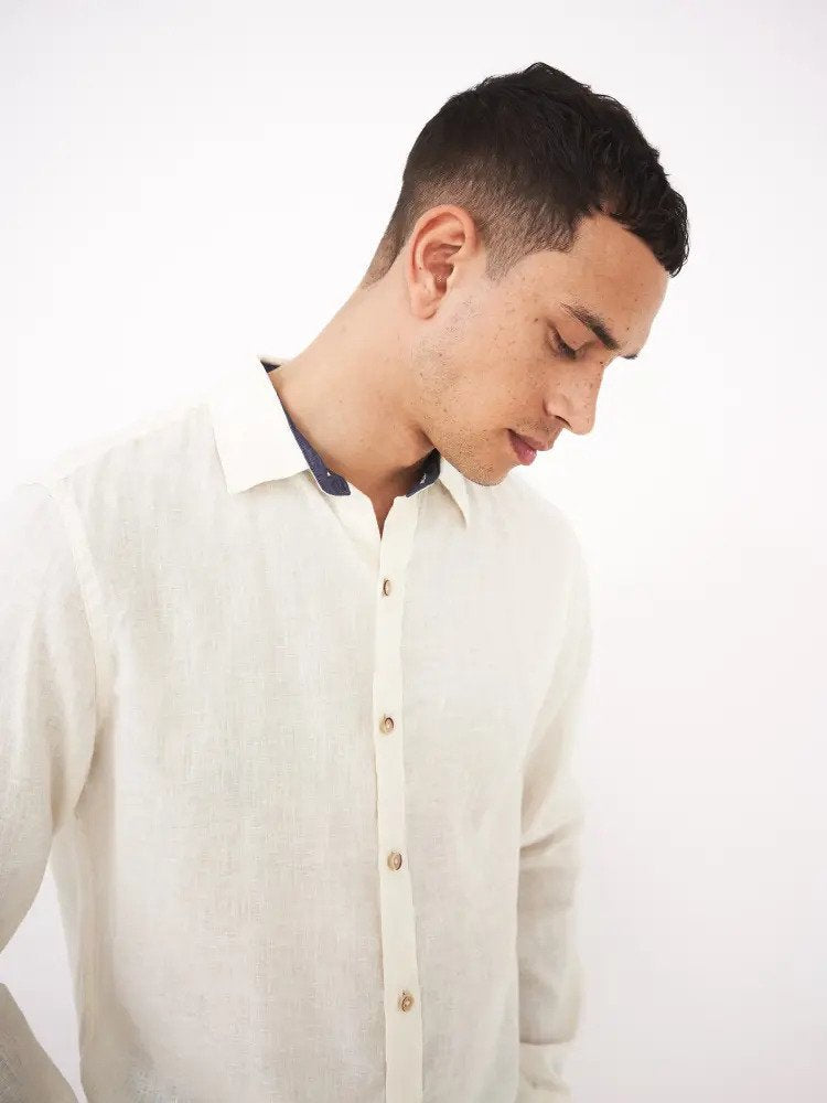White Stuff | Pembroke Long Sleeve Linen Shirt -Natural