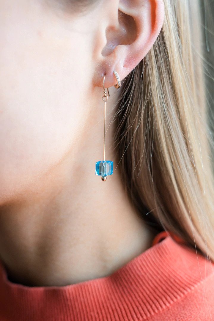 MoMuse | Pin Cubed Earrings - Aqua