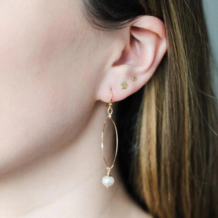 MoMuse | Petite Pearl Hoops - Small