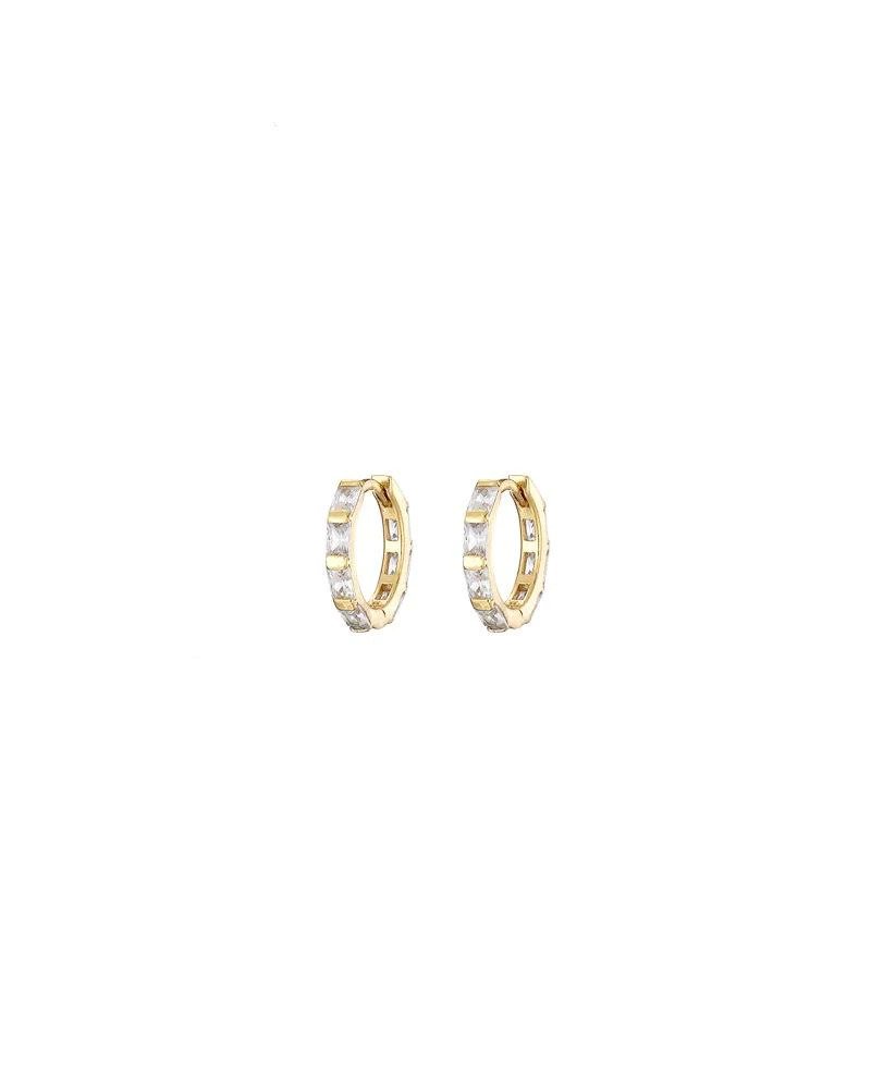 Mary K | Gold Huggie Earrings With Crystal