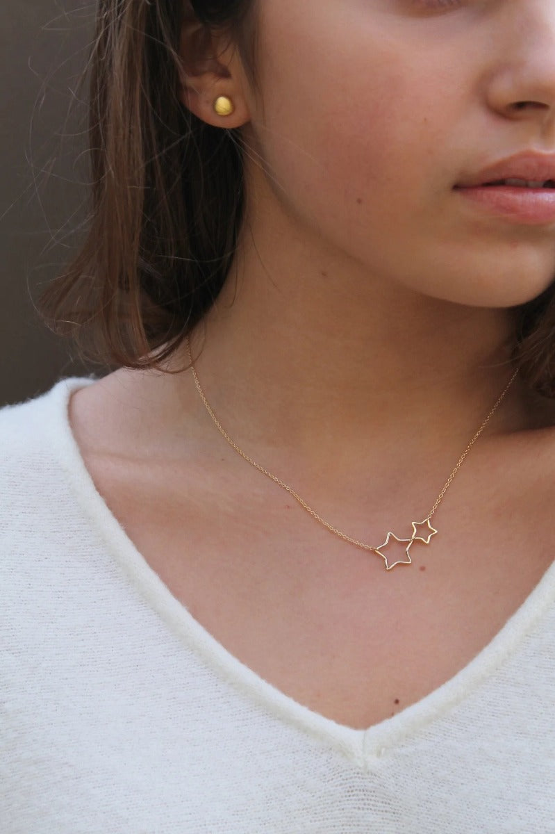 Mary K | Gold Open 2 Star Necklace