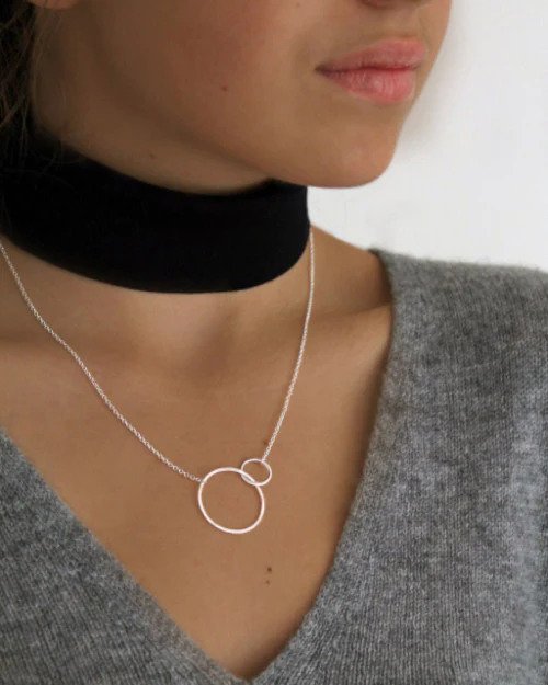 Mary K | Silver Large 2 Circle Necklace
