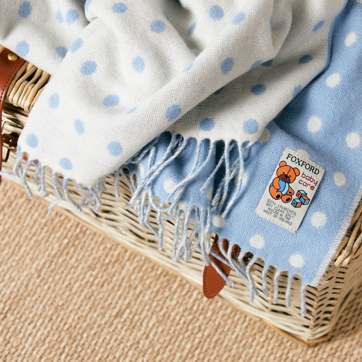 Foxford Woollen Mills | Blue Spotted Baby Blanket