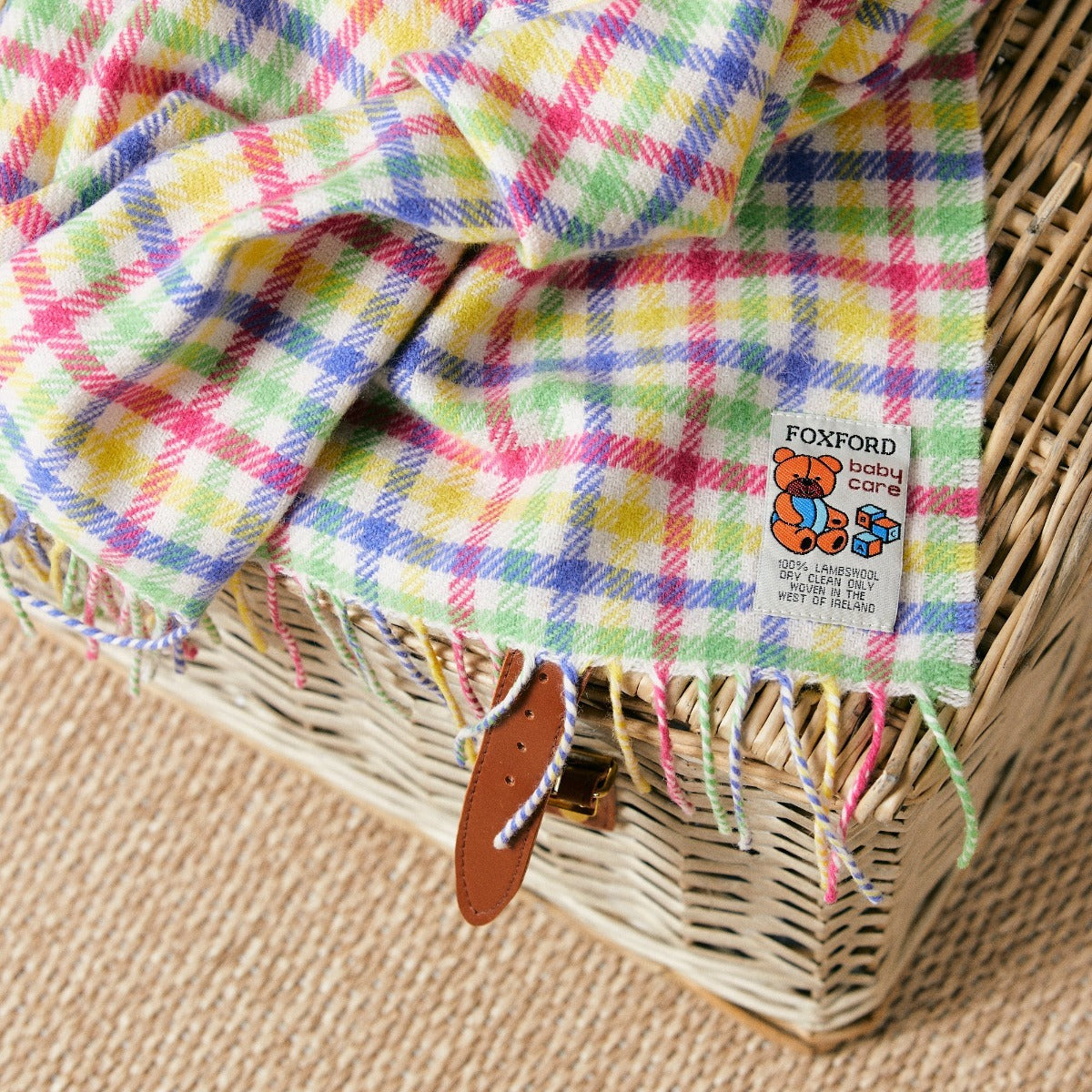 Foxford Woollen Mills | Tartan Rainbow Baby Blanket- Multi