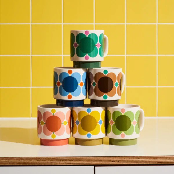 Orla Kiely | Automatic Flower Stacking Mugs Set Of Six