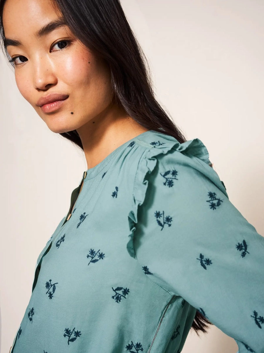 White Stuff | Florine Embroidered Shirt- Teal