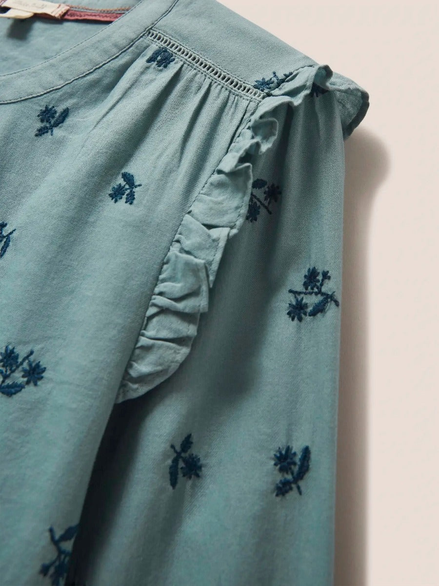 White Stuff | Florine Embroidered Shirt- Teal