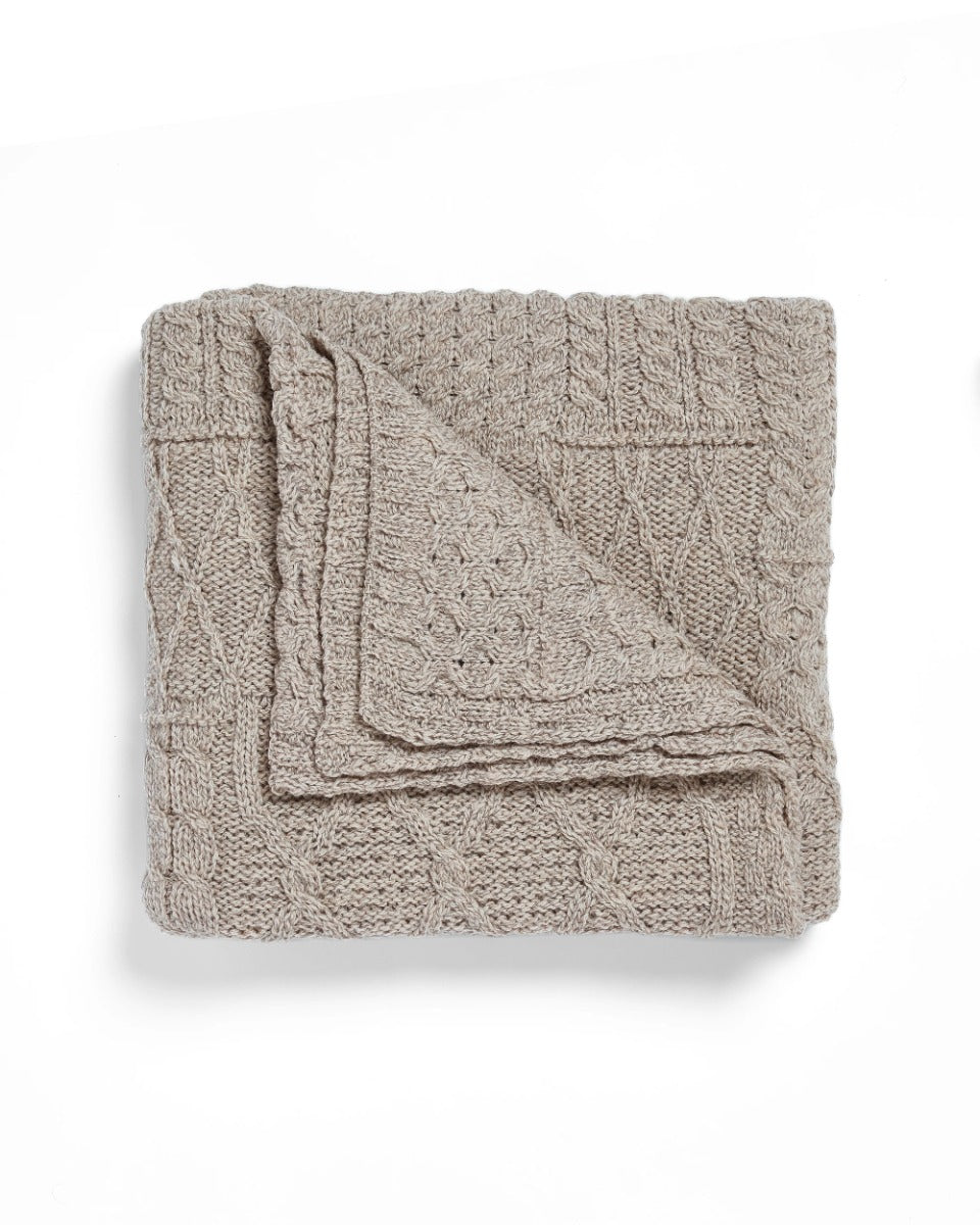 Aran Woollen Mills | Aran Patchwork Blanket | A510 - Wicker