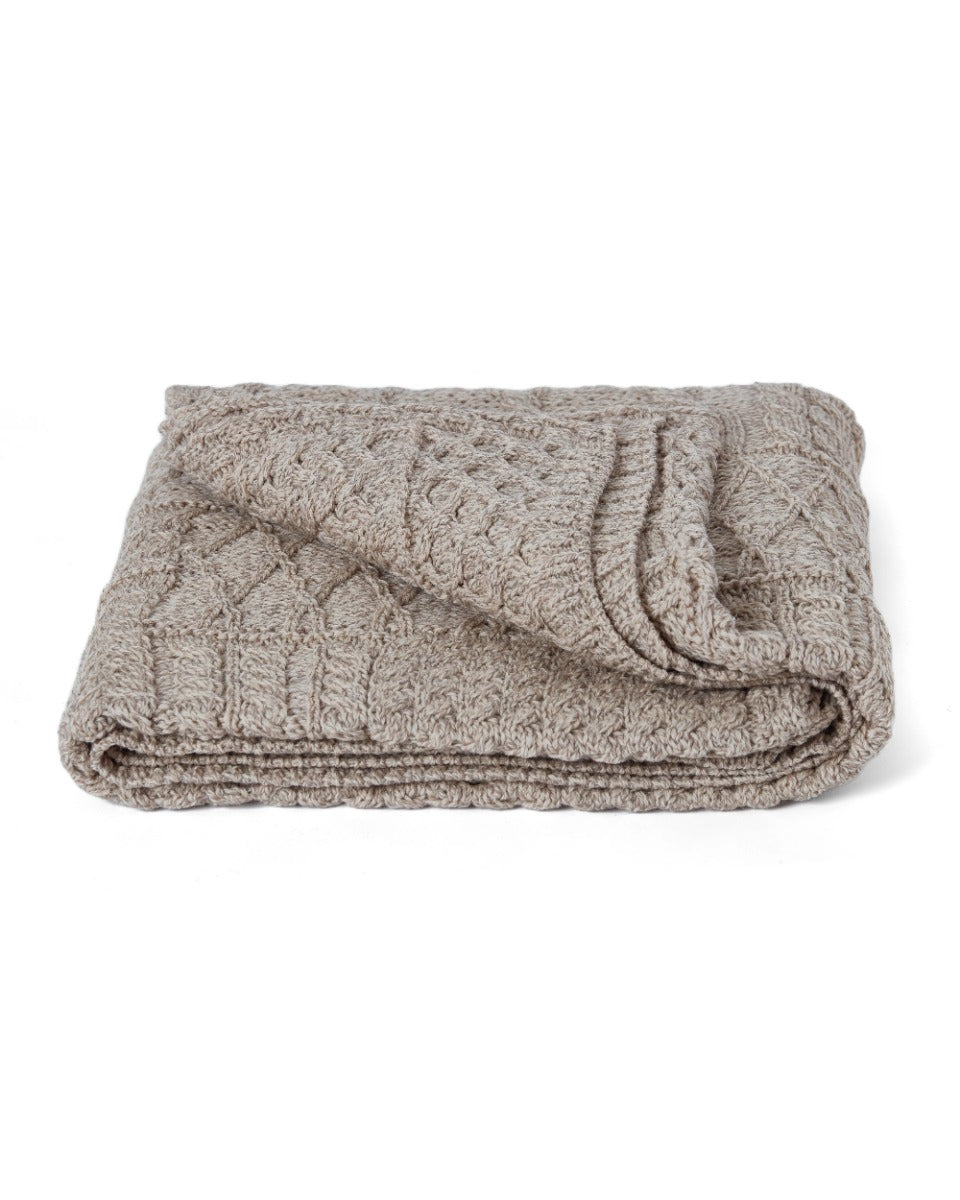 Aran Woollen Mills | Aran Patchwork Blanket | A510 - Wicker