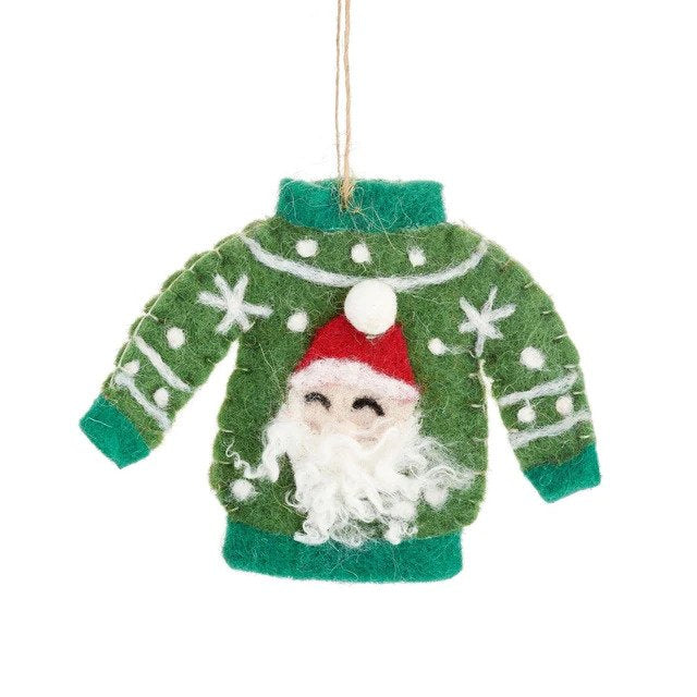 Sass and Belle | Green Christmas Jumper Decoration