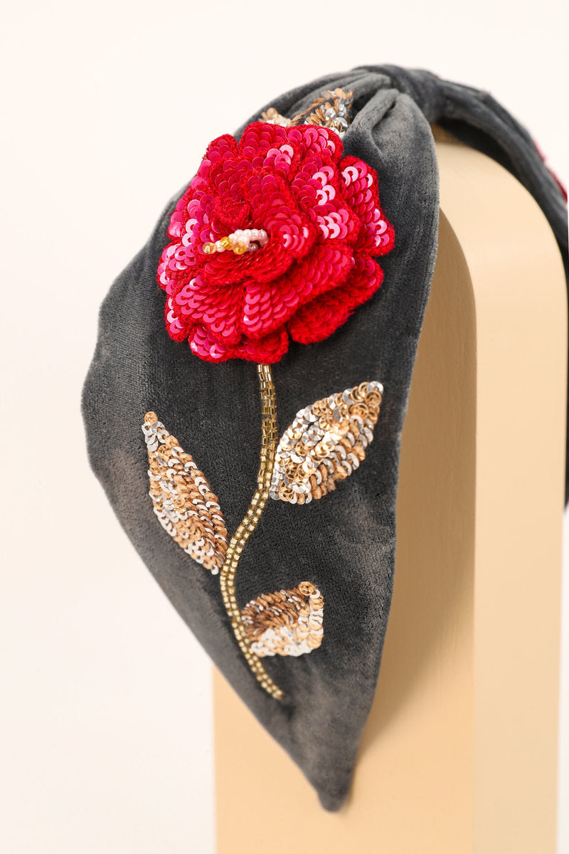 Powder | Embroidered Zinnia Flower Headband
