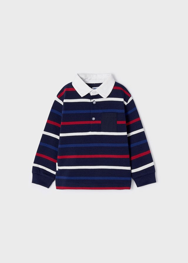 Mayoral | Long Sleeve Striped Polo - Navy