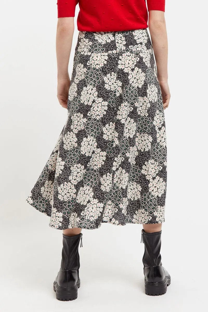 Louche | Barney Midi Printed Skirt -Black Floral